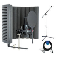 

SE Electronics X1 S Studio Bundle Cardioid Condenser Microphone with RF-X Reflexion Filter, SE Isolation Pack (Pop Filter and Shockmount) - With Samson MK10 Lightweight Boom Mic Stand, 20' XLR MIc Cable