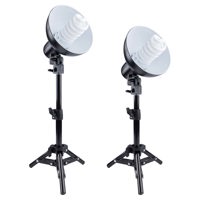 

Studio Essentials Table-Top Fluorescent 2-Light Kit with 2x Stand, 2x Sockets with 6" Reflectors