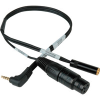 

Sescom iPhone/iPod/iPad Right Angle TRRS to XLR Mic & 3.5mm Monitoring Jack Cable, 1 Feet