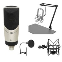 

Sennheiser MK 4 Studio Condenser Microphone, Bundle With Cardioid Polar Pattern, Shock Mount, Braodcast Arm with XLR, 6" Dual-Screen Pop Blocker