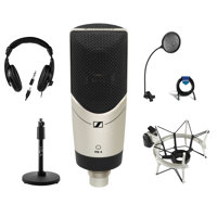 

Sennheiser MK 4 Studio Condenser Microphone, - Bundle With Cardioid Polar Pattern, Desktop Mic Stand, Shock Mount, 25' XLR Cable, Studio Monitor Headphones