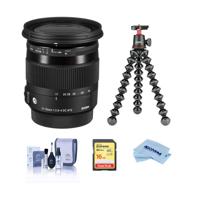 

Sigma 17-70mm f/2.8-4 DC Macro OS (Optical Stabilizer) HSM Lens for Canon EF - Bundle With Joby GorillaPod 3K Kit Black, 16GB SDHC U3 Card, Cleaning Kit, Microfiber Cloth