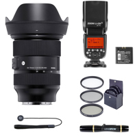 

Sigma 24-70mm F2.8 DG DN Art Lens for Sony E - With Flashpoint Zoom R2 TTL On-Camera Flash Speedlight, 82mm Filter Kit, Lens Cleaner, Capleash