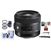 

Sigma 30mm f/1.4 DC HSM ART Lens for Canon EF, - Bundle with 62mm Filter Kit, Cap Leash, Lens Cleaner, Cleaning Kit, Mac Software Package