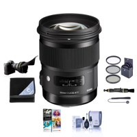 

Sigma 50mm f/1.4 DG HSM ART Lens for Canon EF - USA Warranty - Bundle with 77mm Filter Kit, Flex Lens Shade, Lens Wrap (19x19), Cleaning Kit, Cap Leash, Lens pen Lens Cleaner, PC Software Packaage