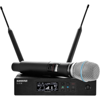 

Shure QLXD24/B87A Handheld Wireless Microphone System, Includes QLXD4 Digital Receiver, QLXD2 Transmitter with Beta 87A Microphone Capsule, J50A: 572 - 616MHz