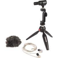 

Shure Portable Videography Kit, Includes MV88+ Video Kit Digital Stereo Condenser Microphone & Accessories, AMV88-FUR Windjammer and SE215-CL Earphones, Silver/Clear