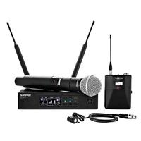 

Shure QLXD124/85 Handheld and Lavalier Combo Wireless Microphone System, Includes QLXD4 Receiver, QLXD1 Transmitter, QLXD2/SM58 Microphone Transmitter and WL185 Microphone, J50A: 572 - 616MHz