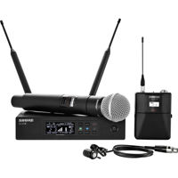 

Shure QLXD124/85 Handheld and Lavalier Combo Wireless Mic System, Includes QLXD1 Bodypack Transmitter, QLXD2/SM58 Handheld Microphone with SM58 Cartridge, QLXD4 Receiver and WL185 Lavalier Condenser Microphone, V50: 174.120 to 215.820 MHz Frequency Band