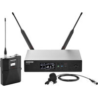 

Shure QLXD14/83 Lavalier Wireless Microphone System, Includes QLXD1 Wireless Bodypack Transmitter, QLXD4 Digital Wireless Receiver and WL183 Lavalier Condenser Microphone, V50: 174.120 to 215.820 MHz Frequency Band