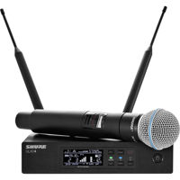 

Shure QLXD24/B58 VHF Handheld Wireless Microphone System, Includes QLXD2/BETA58A Handheld Wireless Microphone Transmitter and QLXD4 Digital Wireless Receiver, V50: 174.120 to 215.820 MHz Frequency Band