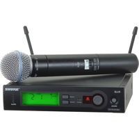 

Shure SLX24/BETA58 Handheld Wireless System, Includes SLX4 Diversity Receiver and SLX2/BETA 58 Handheld Wireless Microphone Transmitter with BETA 58 Capsule, H19: 542-572MHz Frequency Band