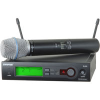 

Shure SLX24/BETA87C Handheld Wireless System, Includes SLX4 Diversity Receiver and SLX2/BETA87C Handheld Wireless Microphone Transmitter with BETA 87C Capsule, H19: 542-572MHz Frequency Band