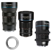 

Sirui 3 Lens Bundle, 24mm f2.8 1.33X Anamorphic Lens for Sony E, 35mm f1.8 Anamorphic 1.33X Lens for MFT, 50mm f1.8 Anamorphic 1.33X Lens for Sony E, Lens Adapter for Sony E