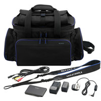 

Sony All-in-One Accessory Kit, Includes Battery, Travel Charger, Remote Commander, Remote Cable Adaptor, Soft Carry Case, Memory Card Case, Shoulder Belt