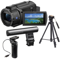 

Sony FDR-AX43 Ultra HD 4K Handycam Camcorder - Bundle With Sony ECM-GZ1M Zoom Microphone, Sony GPVPT1 Shooting Grip with Mini Tripod, Takama Video Tripod