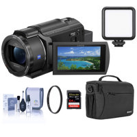 

Sony FDR-AX43 UHD 4K Handycam Camcorder Essential Bundle with Bag, 64GB SD Card, LED Light, Filter Pack and Cleaning Kit