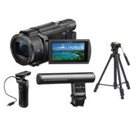 

Sony FDR-AX53 16.6MP 4K Ultra HD Handycam 20x Optical Zoom Vlogger Kit - with Sony ECM-GZ1M Zoom Microphone, Sony GPVPT1 Shooting Grip with Mini Tripod - Takama 66" 3 Section Video Tripod w/Fluid Head