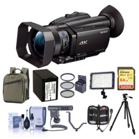 

Sony FDR-AX700 4K Handycam Camcorder - Bundle With 64GB SDHC U3 Card, Back Pack, Spare Battery, Tripod, Video Light, Shotgun Mic, V- Bracket, 62mm Filter Kit, Cleaning Kit, Memory Wallet