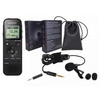 

Sony 4GB Digital Voice Recorder with USB Port, Micro SD Slot, AAA Batteries - With Stony Edge Simple Lav Condenser Omni-Directional Lavalier/Lapel Microphone