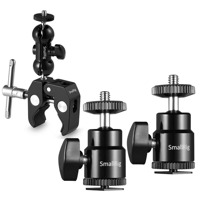 

SmallRig 1/4" Camera Hot Shoe Mount with Additional 1/4" Screw, 2-Pack - With SmallRig Multi-Function Double End BallHead with Clamp & 1/4" Screw