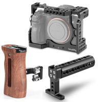 

SmallRig Wooden Universal Side Handle - Bundle With SmallRig Camera Cage for Sony A7RIII/A7M3/A7III Camera, SmallRig Top Handle with Cold Shoe, Cheese