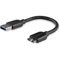 

StarTech 5.9" Slim SuperSpeed USB 3.0 Cable with 9 Pin USB 3.0 A Male to 10 Pin USB 3.0 Micro-B Male Connector, 26/32 AWG