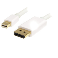 

StarTech 2m / 6.56' Adapter Cable with 20 Pin Mini DisplayPort Male to 20 Pin DisplayPort Male Connector, 32 AWG, White