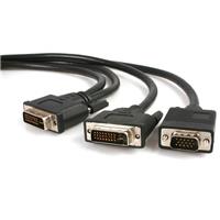 

StarTech 6' 29 Pin DVI-I Male to 25 Pin DVI-D Male and 15 Pin HD15 VGA Male Video Splitter Cable, 28 AWG