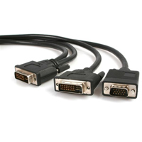 

StarTech 6' 29 Pin DVI-I Male to 25 Pin DVI-D Male and 15 Pin HD15 VGA Male Video Splitter Cable, 28 AWG