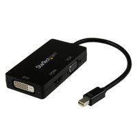 

StarTech Male Mini DisplayPort to Female VGA / DVI / HDMI Adapter, 3-in-1 mDP Converter, Black
