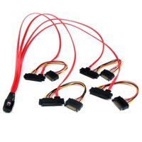 

StarTech 1.6' Internal Serial Attached SCSI Mini SAS Cable with 36 Pin SFF8087 to 29 Pin 4x SFF8482 Connector, 30 AWG, Red