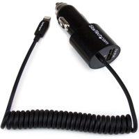 

StarTech 13.4" Dual-Port Car Charger with Lightning Cable and USB 2.0 Port, Black