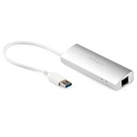 

StarTech 3-Port Apple Style Portable USB 3.0 Hub with Gigabit Ethernet and Built-In Cable, Silver & White