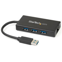 

StarTech 3 Port Portable USB 3.0 Hub with Gigabit Ethernet Adapter NIC, 5Gbps USB 3.0/2Gbps Ethernet Transfer Rate