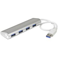 

StarTech 4-Port Portable Apple Style USB 3.0 Hub with Built-In Cable, Silver & White