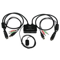 

StarTech 2 Port USB HDMI Cable KVM Switch with Audio and Remote Switch, USB Powered