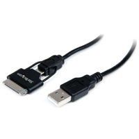 

StarTech 0.65m (2.13') Short Apple 30-pin Dock Connector or Micro USB to USB Combo Cable for iPhone/iPod/iPad