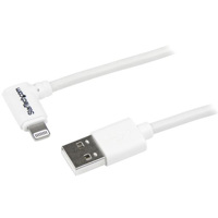 

StarTech 1m / 3.28' Angled Cable with 4 Pin USB A Male to 8 Pin Apple Lightning Male Connector for iPhone, iPod or iPad, 24/28 AWG, White