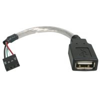 

StarTech 6" USB 2.0 Cable with 4 Pin USB A Female to 4 Pin IDC Motherboard Female Connector, Gray
