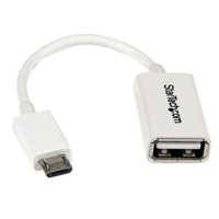 

StarTech 5" 5 Pin USB Micro-B Male to 4 Pin USB A Female OTG Host Adapter, 28 AWG, White