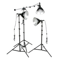 

Smith-Victor FL750 Three Light Fluorescent Kit (165 Total Watts), with 3-10" Flood Lights with Stands, Fluorescent Bulbs & Mini Boom - 120V AC