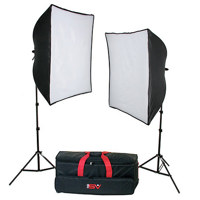 

Smith-Victor KSB-1000 Economy Softbox Two Light Kit, with 2 SBL-2436 Softbox Lights, Light Stands, & 2 500W Photoflood Lamps - 120V AC