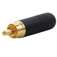 

Switchcraft 2 Conductor Shielded Cable Mount RCA Straight Plug, Gold Pin / Black Body