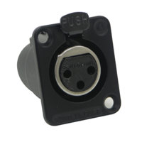 

Switchcraft DE Series 3-Pin XLR Female Panel Mount Connector with Metal Shell, Silver Pins / Black Finish
