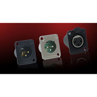 

Switchcraft DE Series 3-Pin Male Panel Mount Connector with Metal Shell, Gold Pins / Nickel Finish