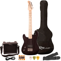 

Sawtooth Rise Left-Handed Full Size Beginner Electric Guitar with Portable 5-Watt Amp, Transparent Black