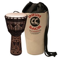 

Sawtooth Harmony Series 12" Hand Carved Spirit Design Rope Djembe with Soft Case, Satin Black Finish