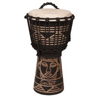 

Sawtooth Harmony Series 8" Hand Carved Spirit Design Rope Djembe, Satin Black Finish