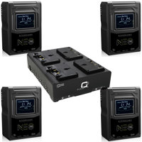 

Core SWX 4x Hypercore NEO-150AG 147Wh 14.8V 9.9Ah 3-Stud Gold Mount Mini Li-Ion Battery Bundle with FLEET-Q4A 3A Four-Position Gold Mount Charger